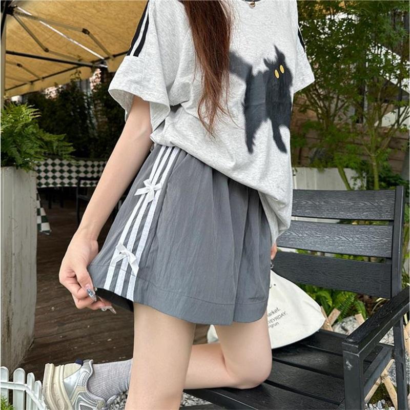 Summer high-waist sports shorts loose casual elastic waist pants