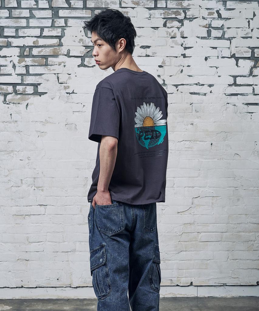Peideu Pd Half Daisy Short Sleeve T-Shirt Charcoal
