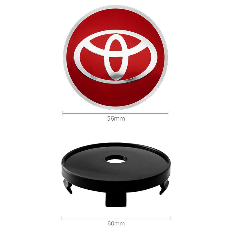 4 Stück 56+60mm Auto Radnaben-Plaketten Aufkleber Mittelkappen Felgenabdeckung Auto Zubehör Für Toyota Prado Yaris Hilux Verso Fortuner Supra