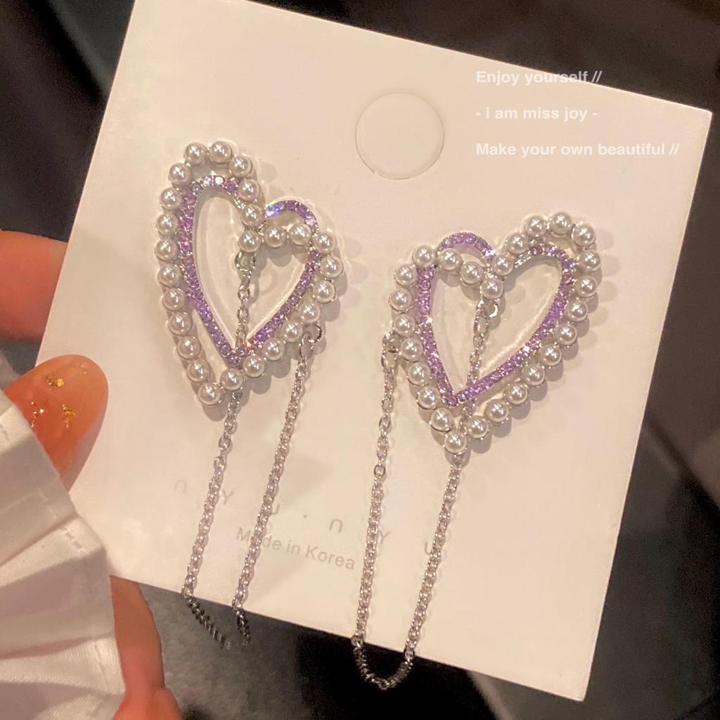 Red Retro Hong Kong Style Flocking Flower Bow Earrings - Elegant Long Design for Women, Perfect for Autumn and Winter Seasons