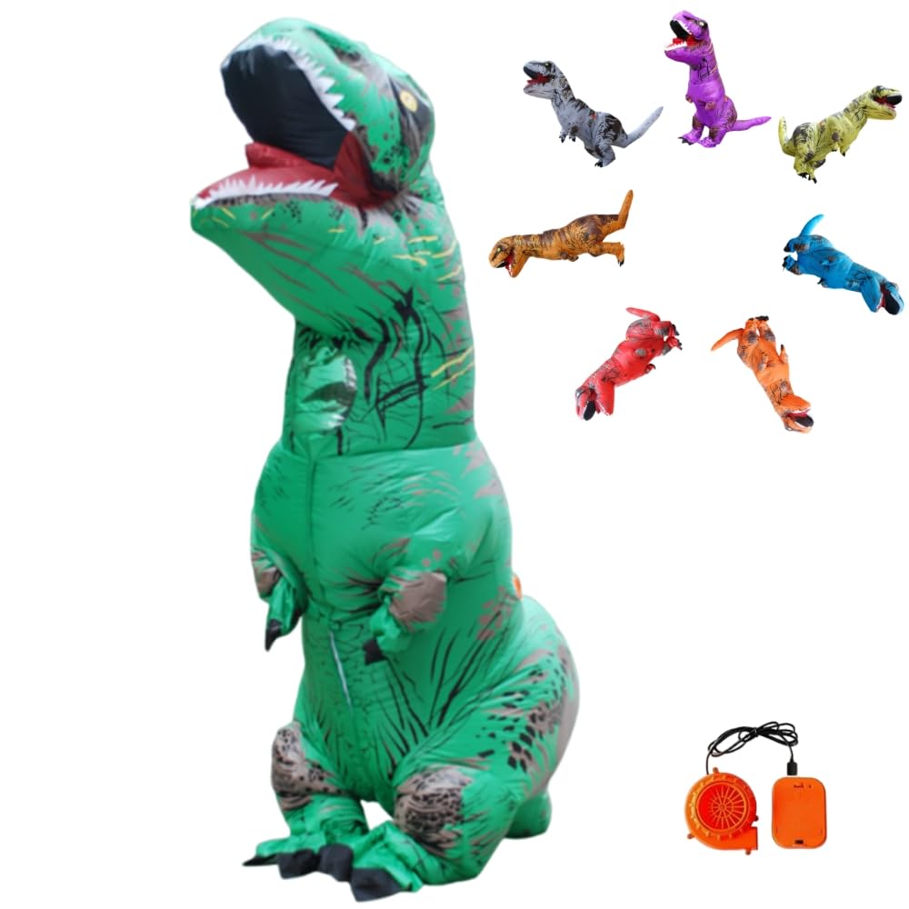 

Надувной костюм кигуруми динозавра REKUCCI для взрослых и идеально подходит для школы и мероприятий Размер Хэллоуин, Детский, Рождество, Дни рождения, Фестивали, зелёный