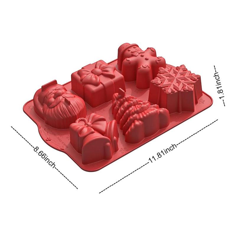 Food-Grade Silicone Candy Mold with 3D Christmas Designs Tree Gingerbread Man Snowman Santa Bells for Baking Chocolate Cookies