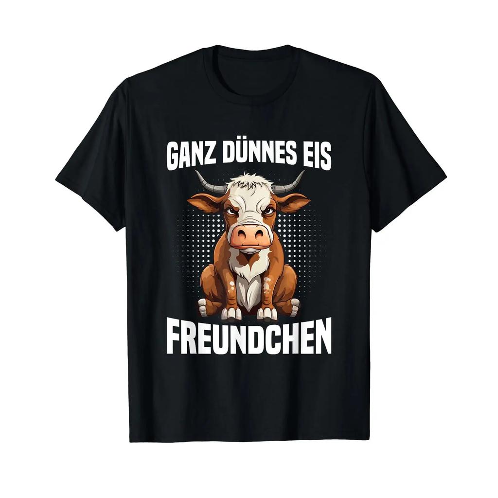 Ganz Dnnes Eis Freundchen Annoyed Cow Slogan T Shirt vintage Washed Unisex Soft streetwear designer clothes homme Casual
