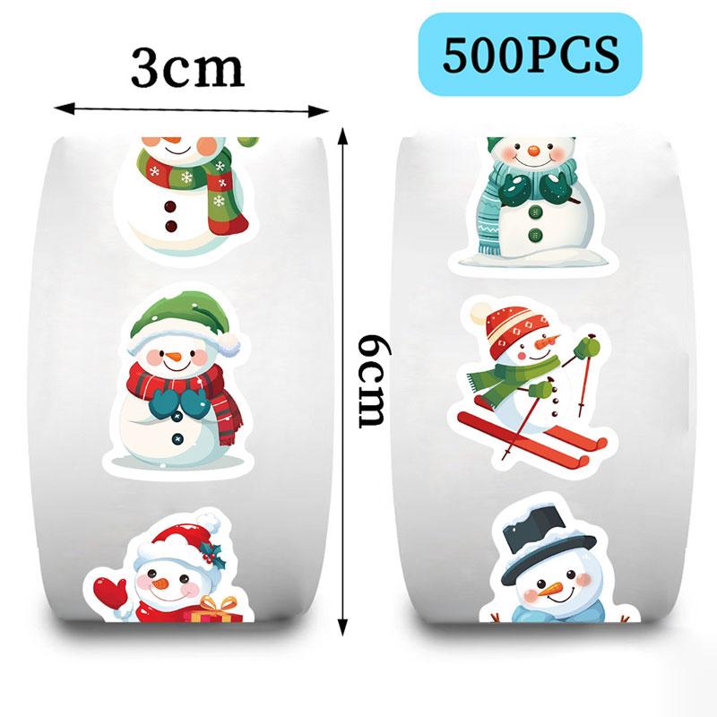 500 Pcs Christmas Snowman Stickers Roll 1 Inch Cute Winter Snowman Stickers for DIY Christmas Party Gift Decoration
