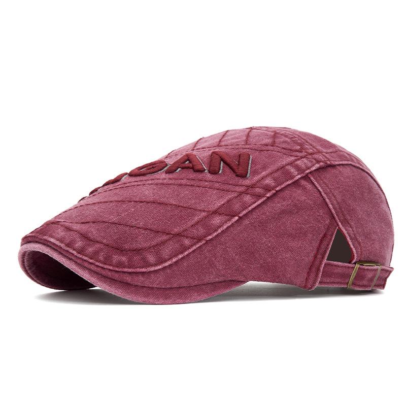 Forward Hat Men's Spring Summer British Vintage Peaked Cap Letter Embroidered Beret Sun Hat Newsboy Hat
