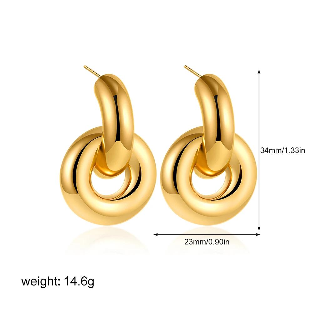 Fashion Multilayer Twist Circle Stud Earring for Women Stainless Steel Gold Silver Mix Color Round Earring Vintage Jewelry Gift