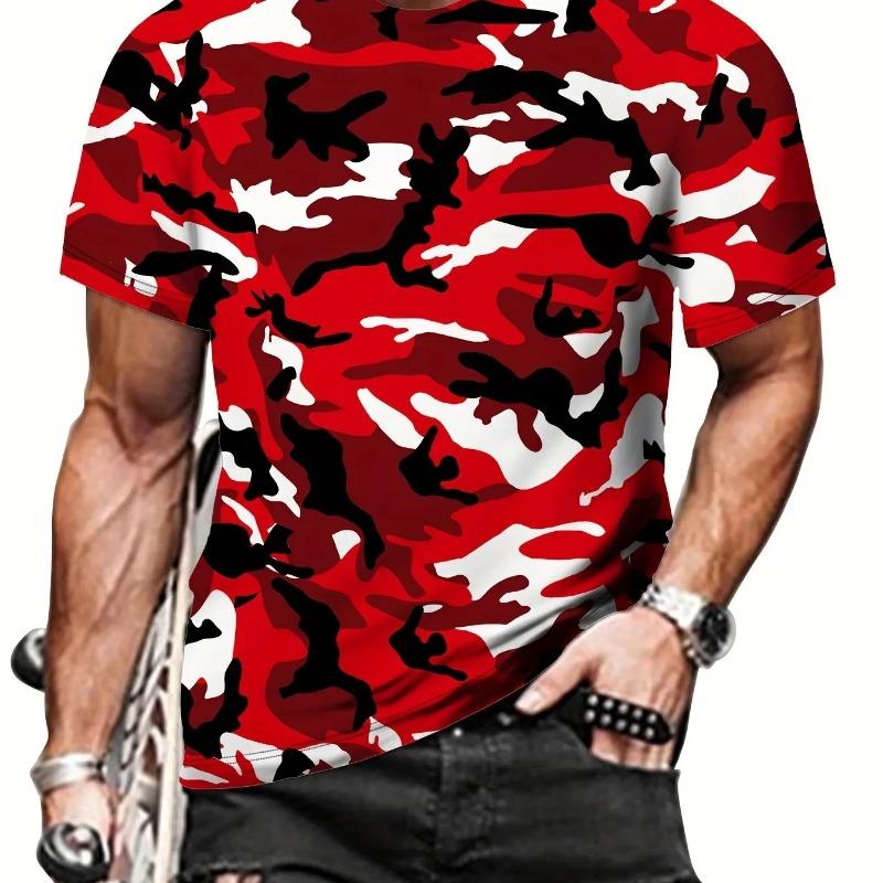 Camouflage Print Men's Tshirt Casual Comfortable Streetwear 3D Summer Outdoor Short Sleeve Crew Neck Sports Top Training T-shirt