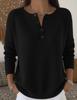 Maglione da Donna a Manica Lunga con Scollo a V e Dettaglio Bottoni, Vestibilità Larga, Pullover Casual
