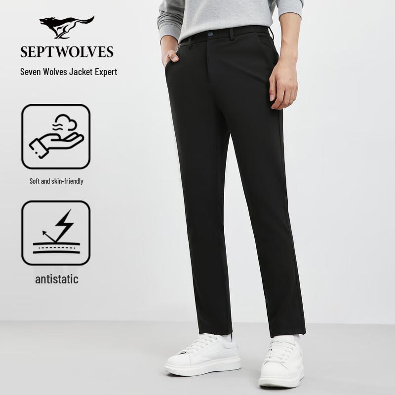 SEPTWOLVES Men's Straight Fit Twill Stretch Knit Casual Pants