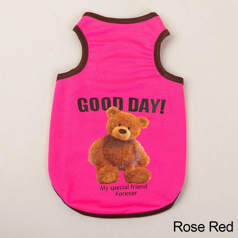 Spring Dog Vest Thin Breathable Puppy Clothes Cute Bear Printed Cat T-shirt Sleeveless Chihuahua Pullover Pet Supplies