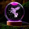 6CM Unicorn Krystallkule Dekorativ Krystallglass Ball Laser Intern Carving Fargerik Lys Base Ornament Valentinsdag gave
