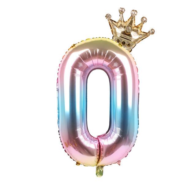 

30 Inch Gradual Change Digital Small Crown Combination Birthday Aluminum Film Balloon, Children S Birthday Decoration Balloon Gradual change set 0