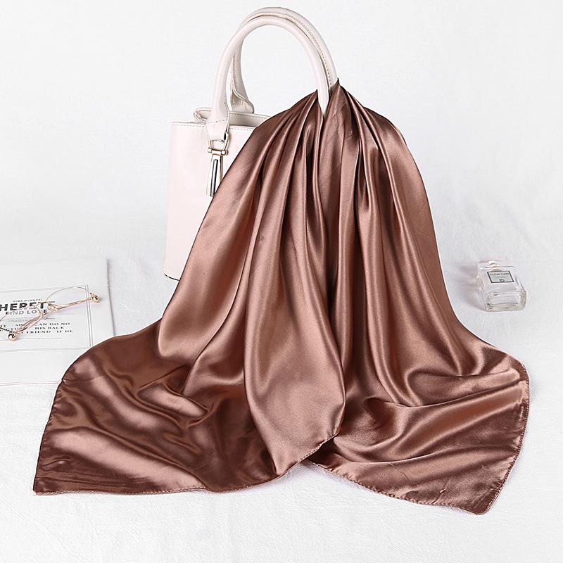 Solid Color Silk Scarf Square 90*90 Headscarf Foulard Satin Bandana Cheveux Neckerchief Hijab Accessoires For Woman Hair Scarf