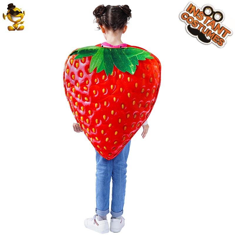 Girls cute strawberry costumes, children's costumes, double-sided strawberry costumes, spoof party costumes