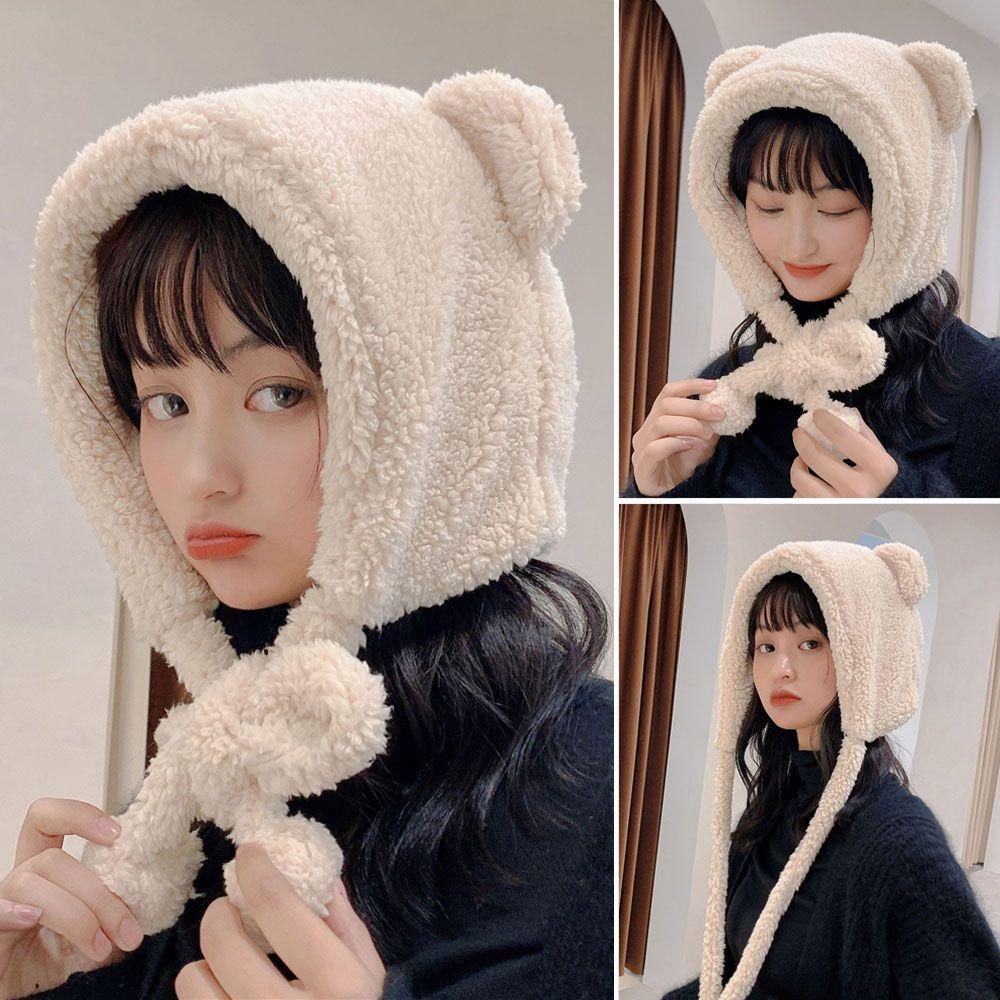 Warm Windproof Plush Bear Ear Hat Beanies Caps Winter Hats Earflap Earmuff