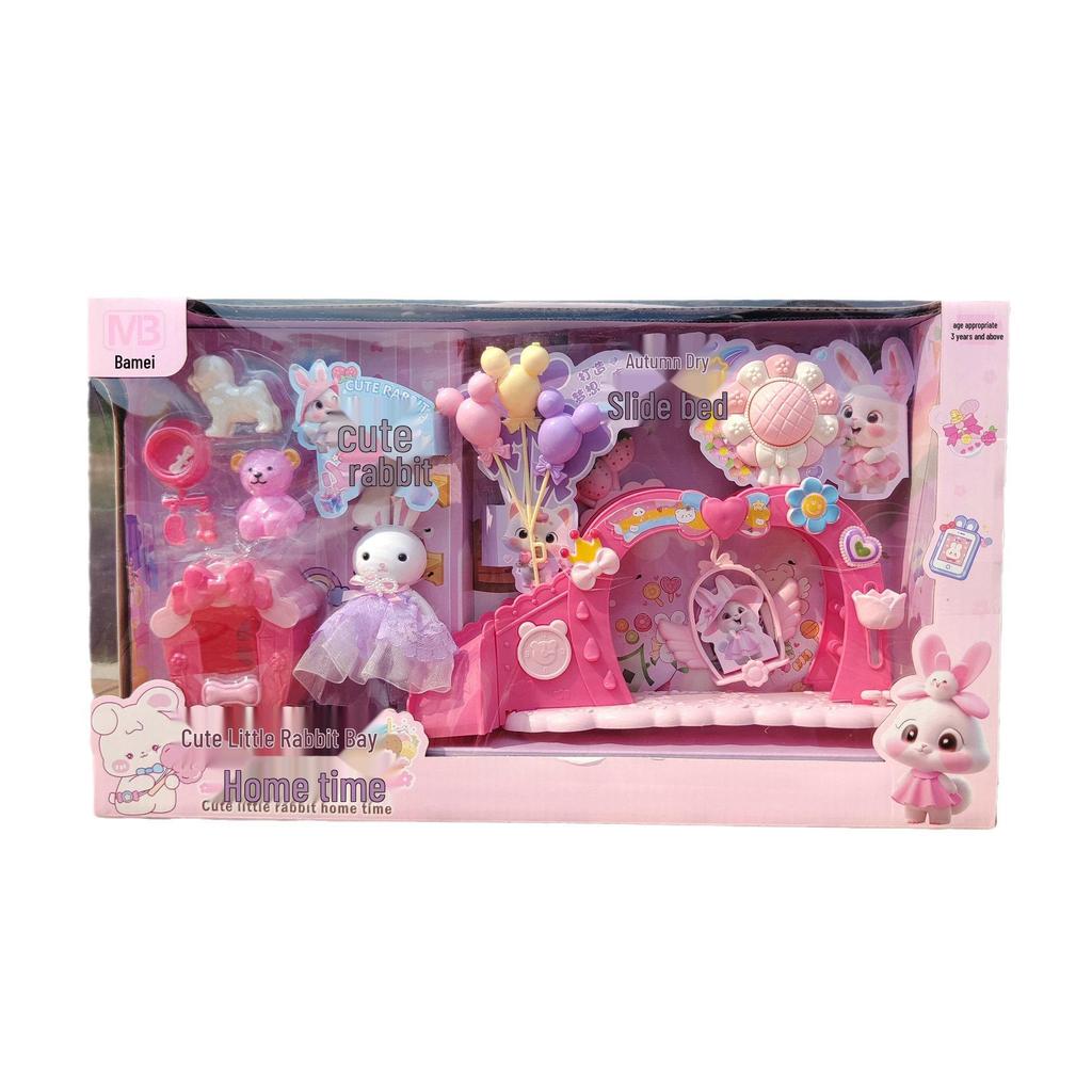 Cute Rabbit Playhouse: Swing, Slide, Bed & Training Class for Girls