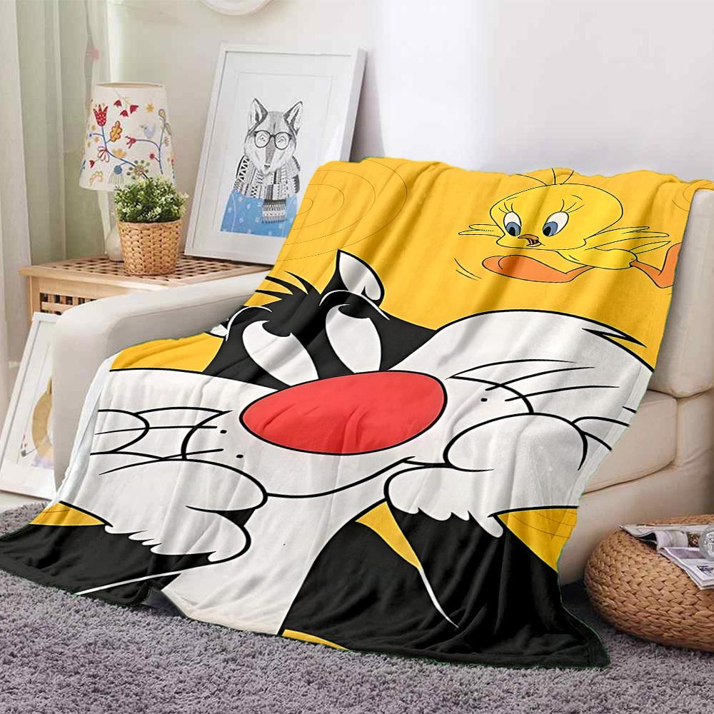1pc Sylvester Tweety Looney Tunes Flannel Throw Blanket Lightweight Soft Warm All Season Blanket for Sofa, Bed, Travel,L1029020