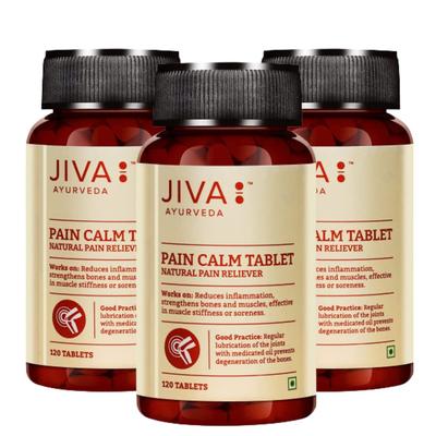 Jiva Pain Calm Tablet 500mg 120 Tablets X Pack of 3 Natural Pain Relief for Joint and Muscle Comfort