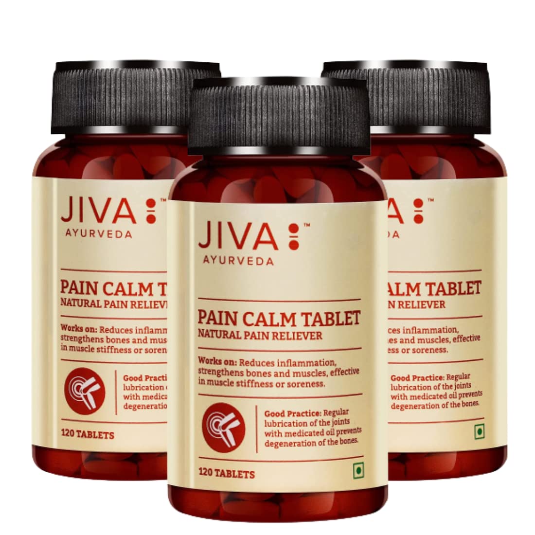 

Jiva Pain Calm Tablet 500mg 120 Tablets X Pack of 3 Natural Pain Relief for Joint and Muscle Comfort