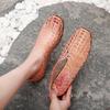 Women's 2025 Mesh Crystal Jelly Sandals: Hollow Out, Flat, Comfortable Slip-On, Korean Style.