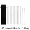 100Pcs Reusable Drinking Glass Straws 20cmx8 mm For Smoothies, Tea, Juice --10Pack With 20Pcs Cleaning Brush Barware