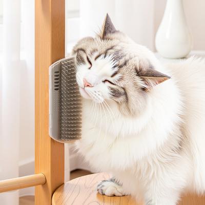 Wall-Mounted Self-Combing and Massaging Pet Brush for Cats and Dogs