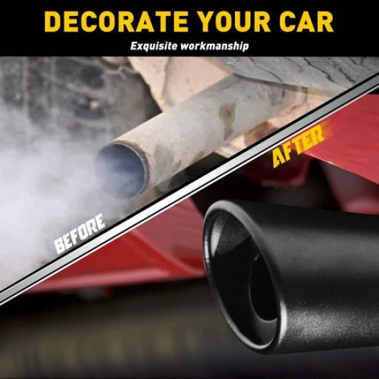 Black Car Stainless Steel Rear Exhaust Pipe Tail Tip Muffler Round Accessories