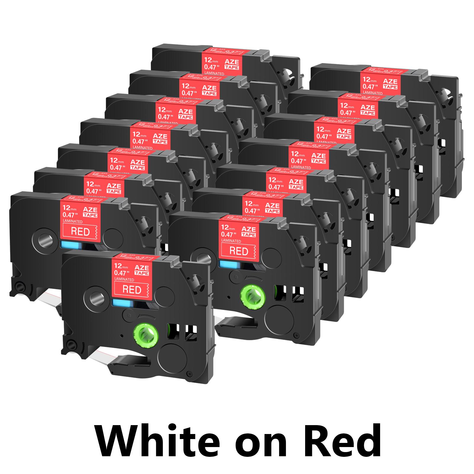 

15PK Labels Tape Compatible for Brother Tz TZe-435 445 White on Red Labels Ribbon for 6/9/12/18mm P-Touch PT-1000 Label Printers (as the picture,6mm)
