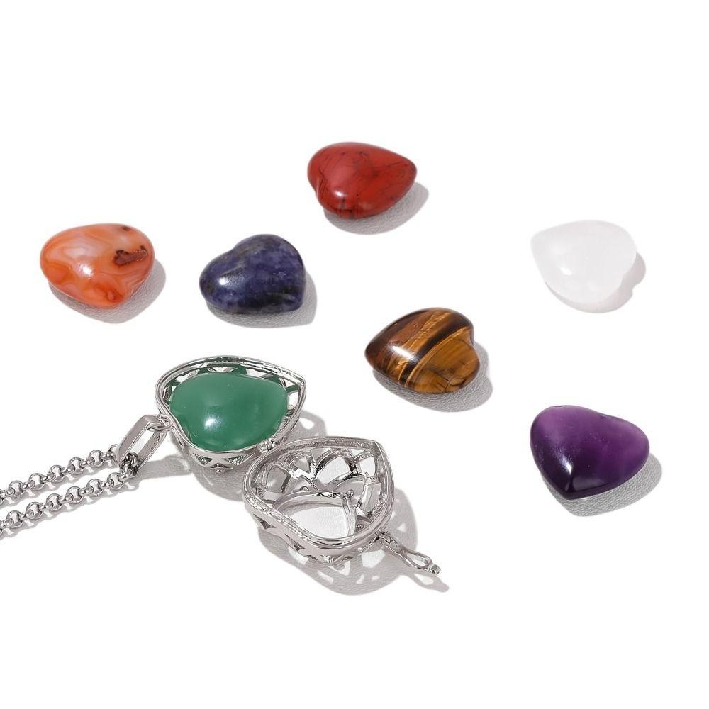 8 in 1 Replaceable Heart Shaped Necklace Natural Stones Gemstone Necklace Spiritual Gifts