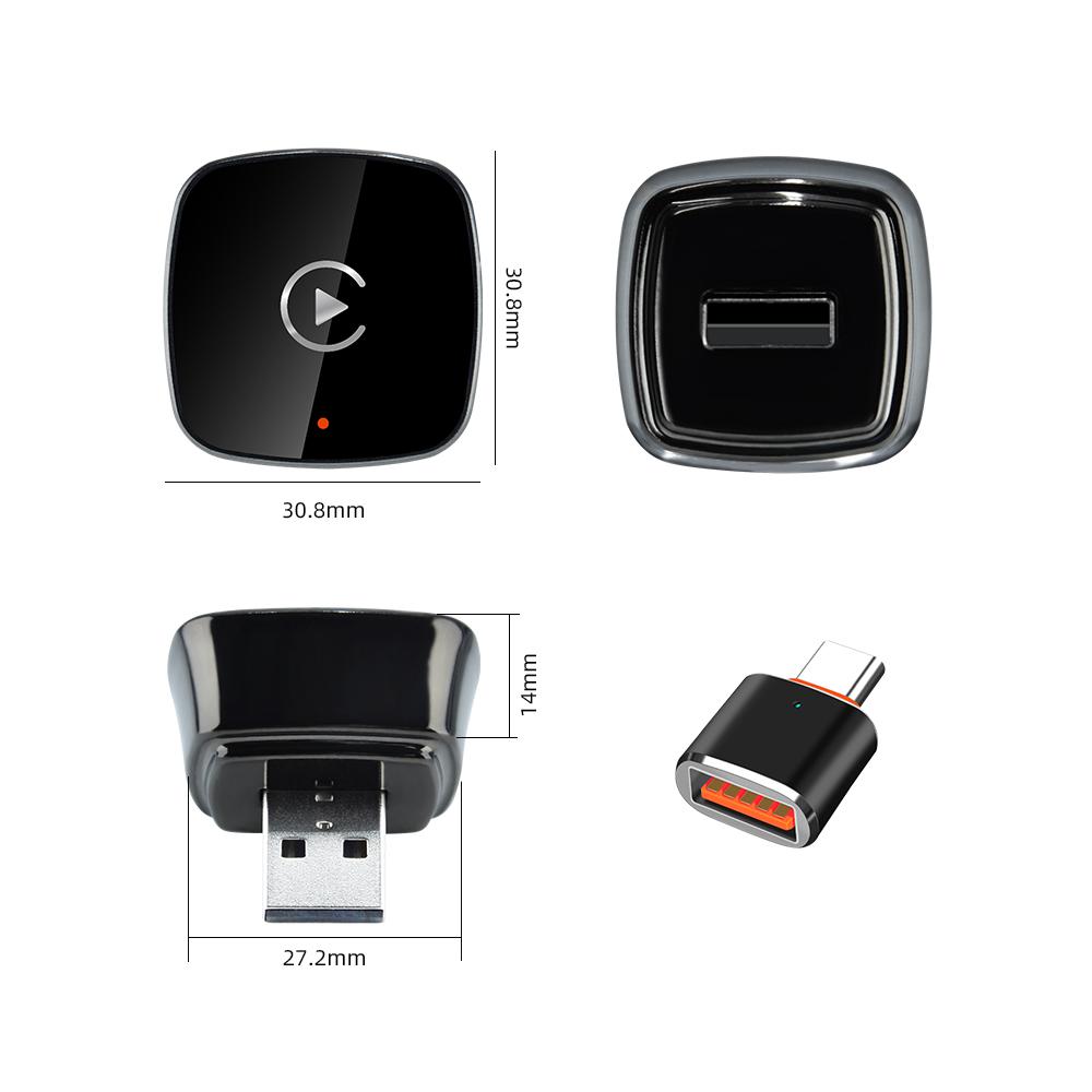 2IN1 Adapter Wireless CarPlay Android Auto 3.08CM*3.08CM*1.4CM