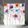 Green Plant Waterproof and Mildew-proof Polyester Bathroom Shower Curtain Shower Curtain Partition Curtain Free of Punching