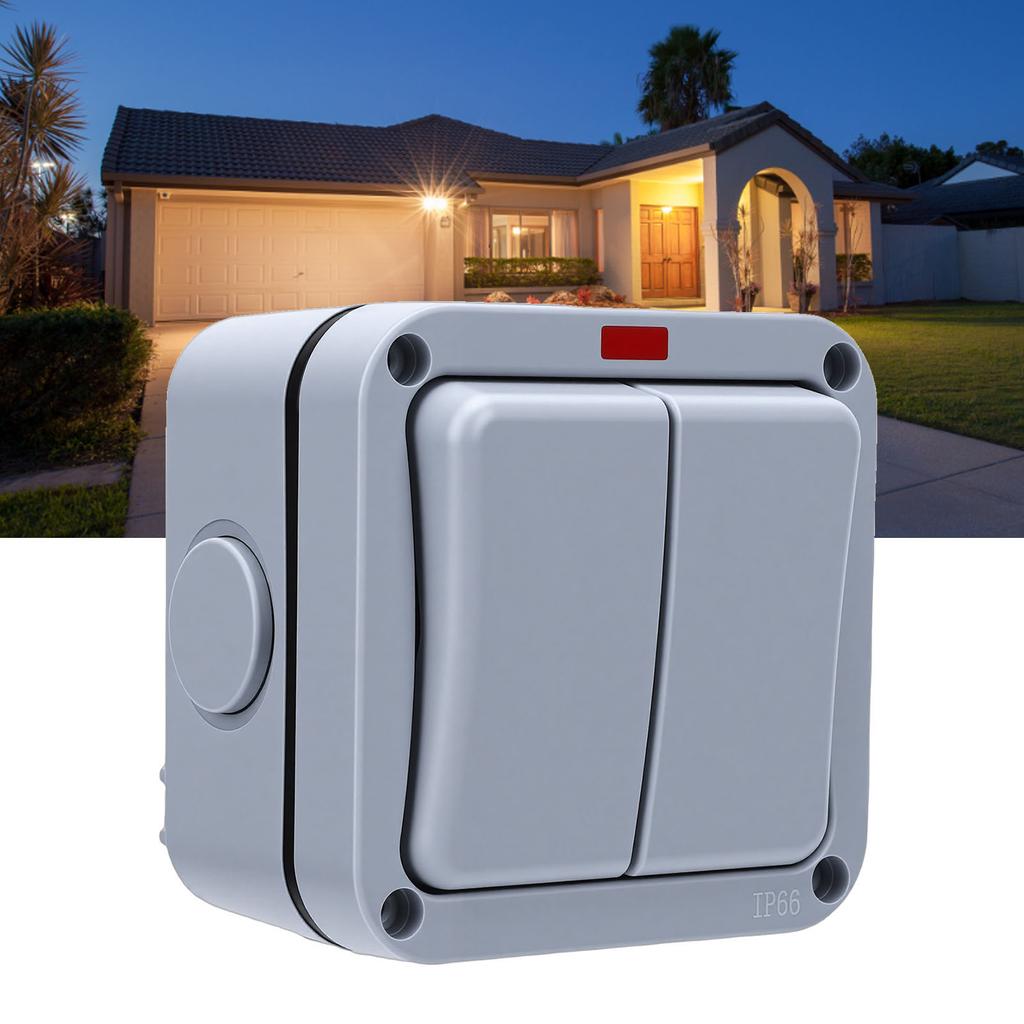 2 Gang   with Indicator Light 2 Gang Electrical   with Light 2 Gang Power   IP66 Waterproof 20A   Mounted