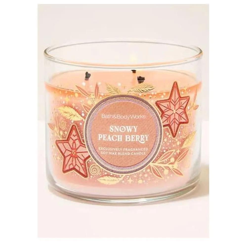 

Bath & Body Works Three-Week Candle 1 Pack Snowy Peach Berry