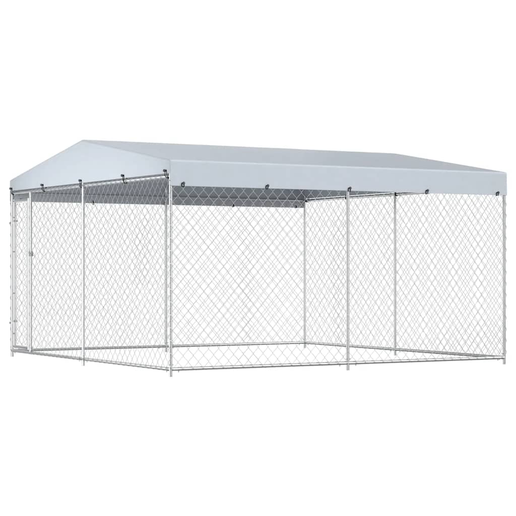 vidaXL Outdoor-Hundezwinger mit Überdachung 382x382x225 cm