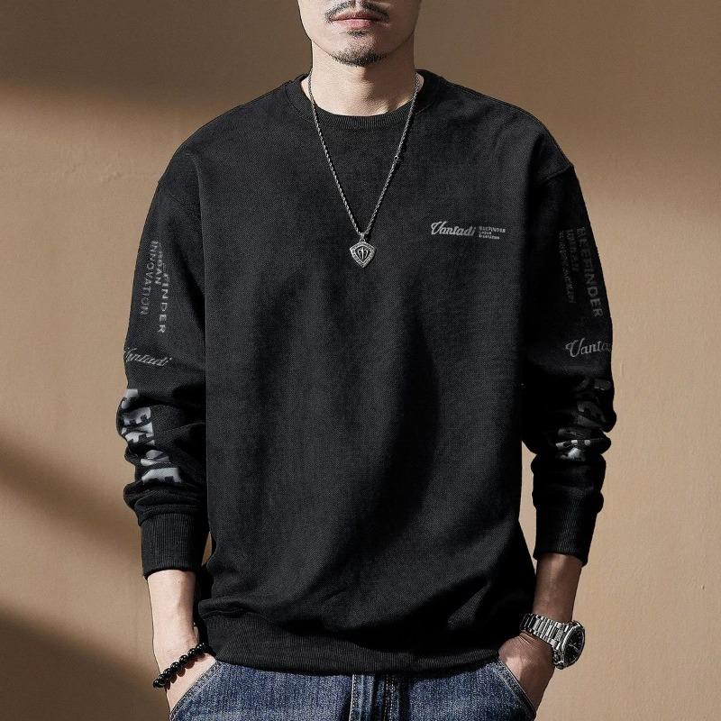 

Мягкий осенне-зимний свитшот Осенний новый свободный черный американский мужской универсальный топ с длинным рукавом XL