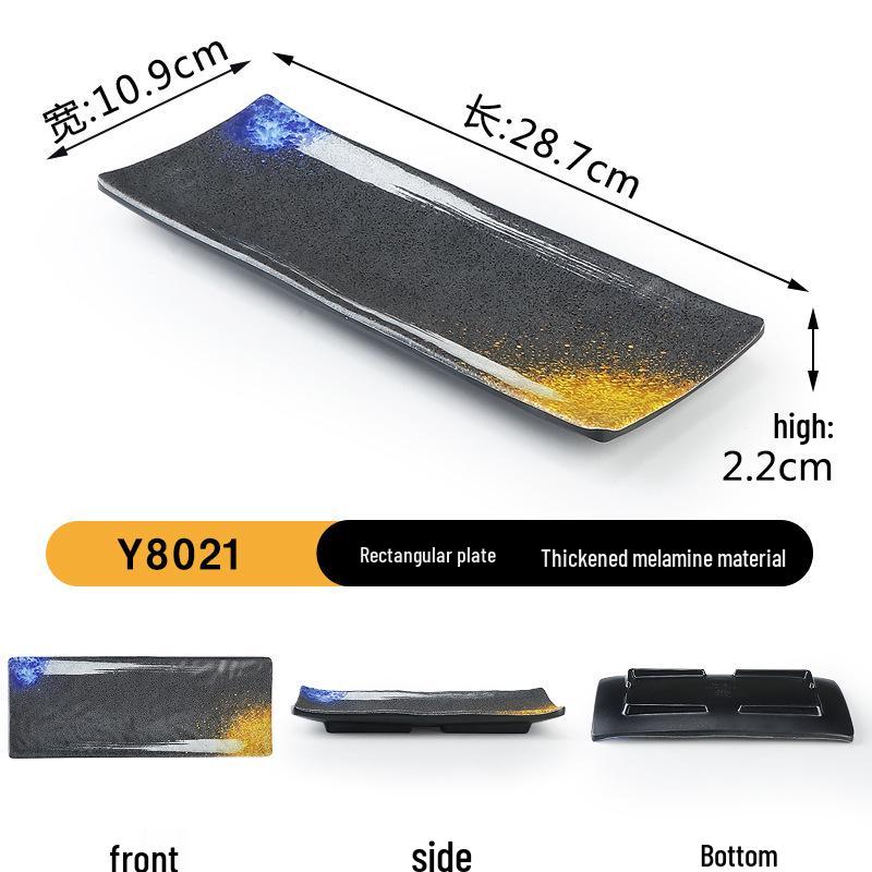 Japanese Retro Melamine Rectangular Plate for Hot Pot, Sushi, Yakiniku, and Barbecue