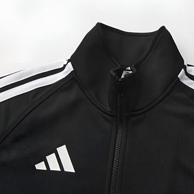 adidas Stehkragen Reißverschluss Langarm Jacke Gestreift Atmungsaktiv Bündchenhose Lässiger Sportanzug Unisex Anzug TR30JR1TK-BW+TR30P1R1TK-BW