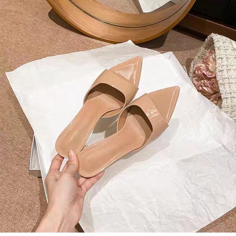 Women's High Heel Slippers Thin Heels Pointed Toe Solid Slippers Women Dress Banquet Summer Lovely Concise Zapatillas De Mujer