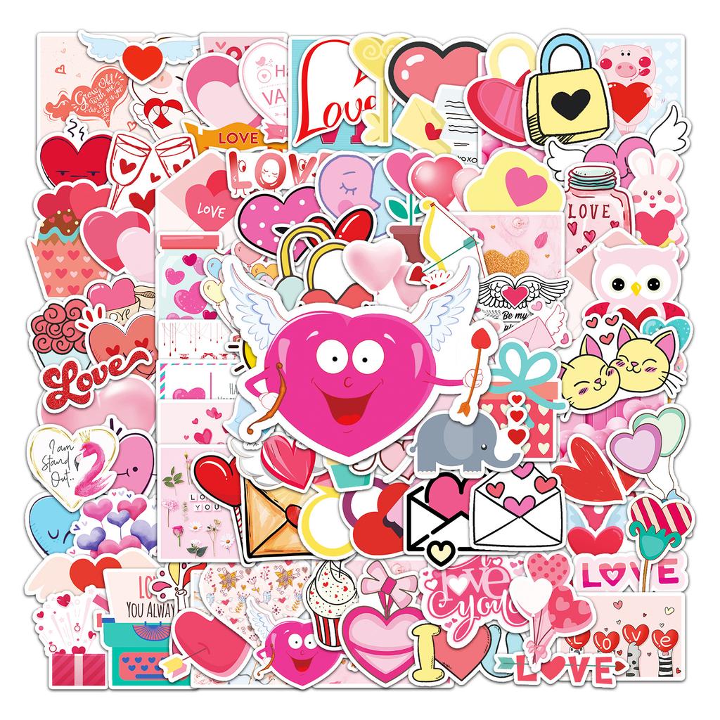 100 personalisierte Cartoon-DIY-Graffiti-Aufkleber zum Valentinstag für Gepäckraum, Laptop, Auto