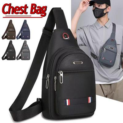 Chest Bag for Men Canvas Sport Crossbody Men Shoulder Bag Mobile Phone Chest Bag