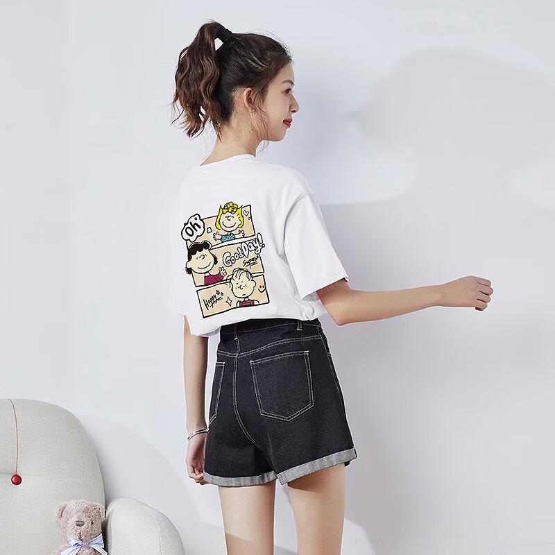 TonLion 2025 Summer Women s Snoopy Collaboration Short Sleeve T-shirt S