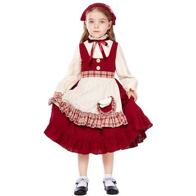 Děti Dívky Drama Děvčátko se sirkami Kolonie Pastýřka Šaty Zástěra Set Halloweenské Cosplay Kostýmy Role Play Oblečení