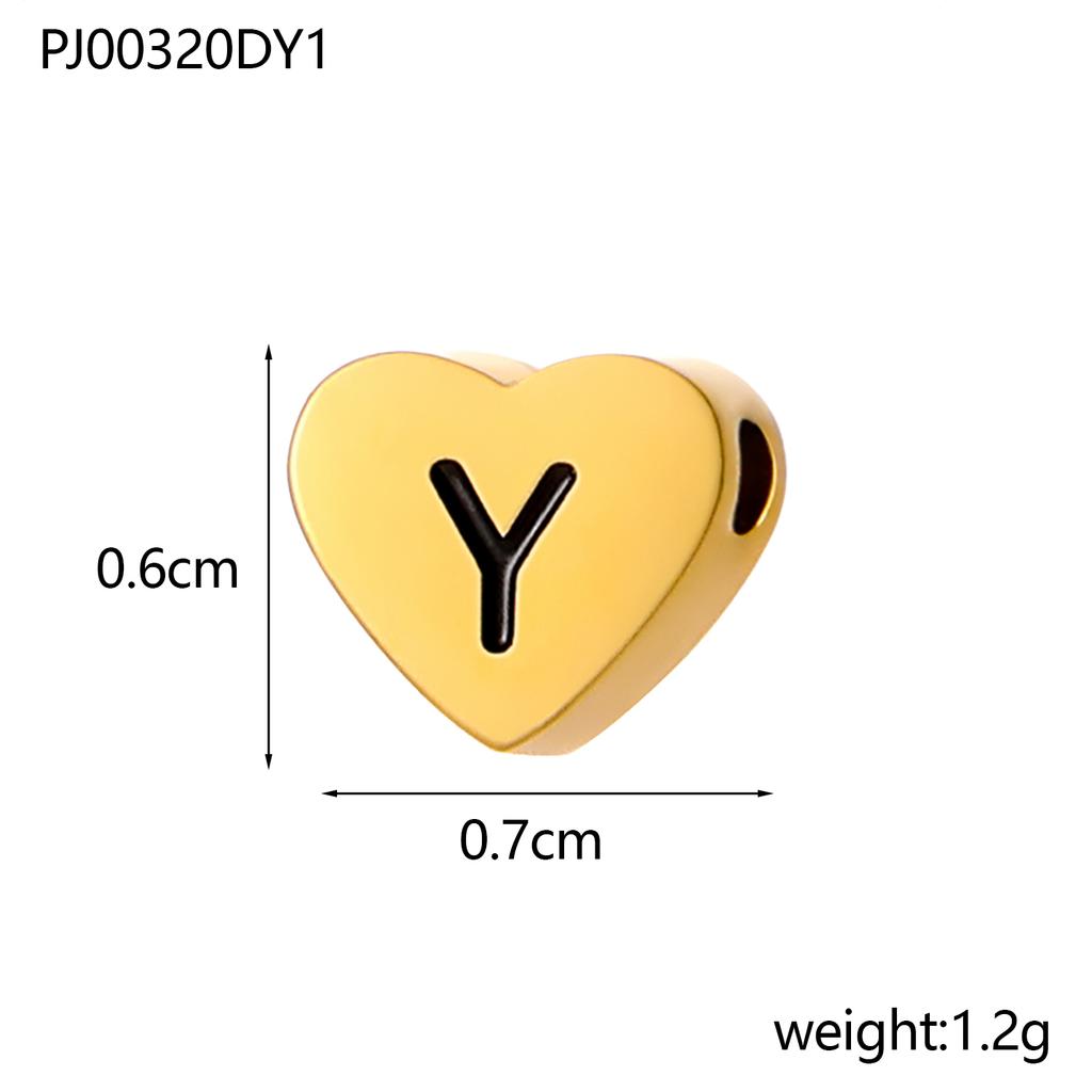 CARLIDANA Stainless Steel Alphabet Pendant Jewelry Accessories Gold Plated Black Letter Charm Heart Initial Beads for Jewelry
