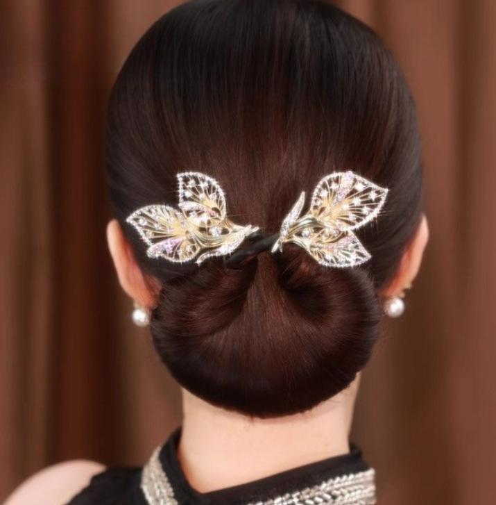 Elegante Retro Pfau Haarnadel Blume Duttspange für Frauen