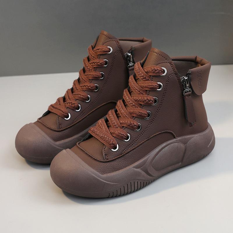 Fashion 2025 Heightened Thick-soled Casual Shoes Brown Shoes Women's Trend Breathable Women's Short Sport Shoes
