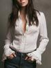 Chemise Élégante Blanche à Ourlet Plissé pour Femme - Mode Toutes Saisons