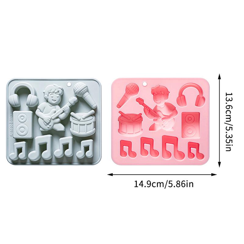 9-Hole Music Festival Theme Silicone Mold Musical Notes, Audio, Microphone Fondant Candy Chocolate Mould Cake Decorating Tools