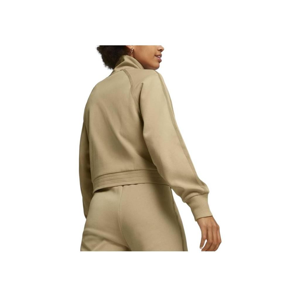 Puma T7 Track Jacket Letter Print Stand Collar Casual Sports Jacket Women Jacket Khaki 621464-84