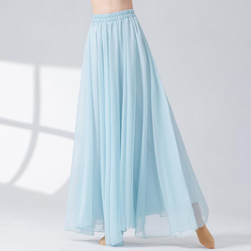 Moderner Tanz Culottes Locker Weiter Bein Rock Hose Chinesischer Volksnationaltänzer Übungskleidung Fließend Hanfu Klassisch Bühne