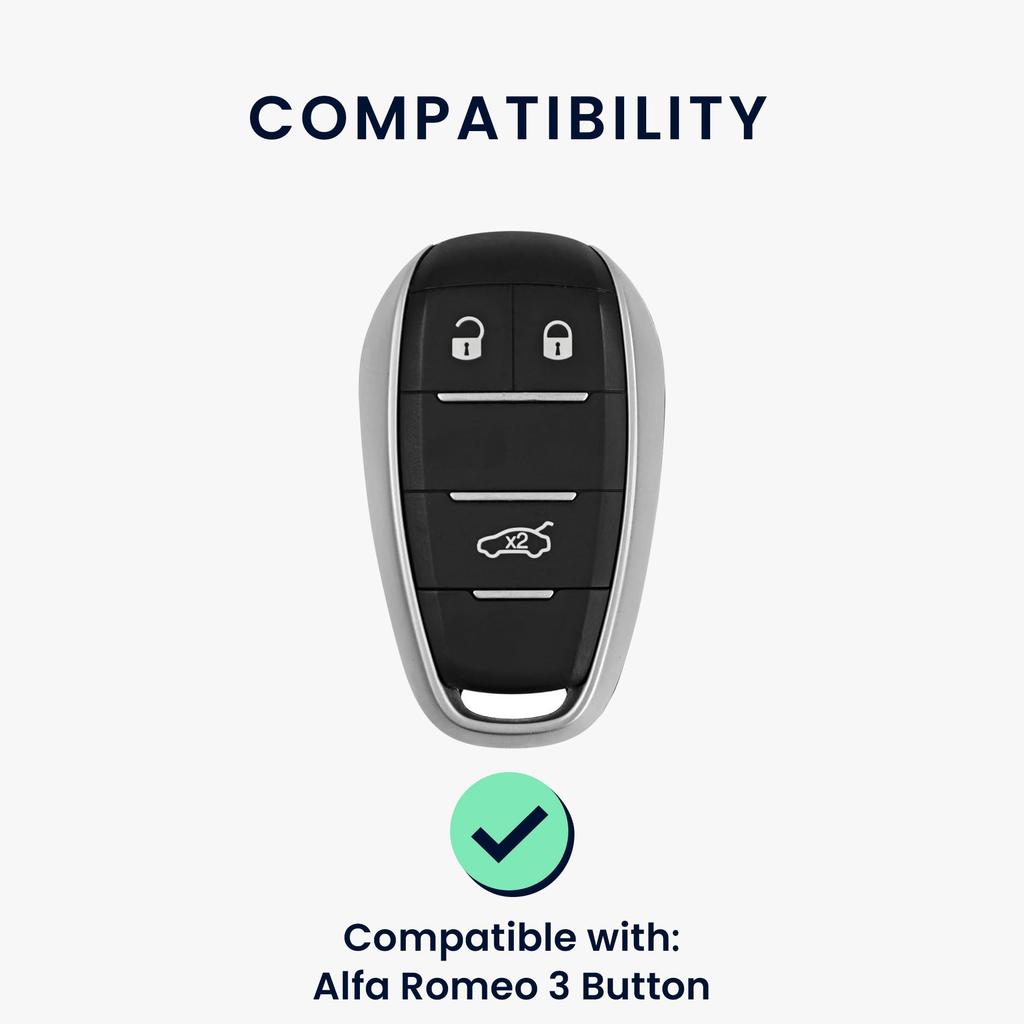kwmobile Key Cover for Alfa Romeo Car Remote Key Protective Soft Silicone Carbon Fiber Design 3-Button - Case, Cover,